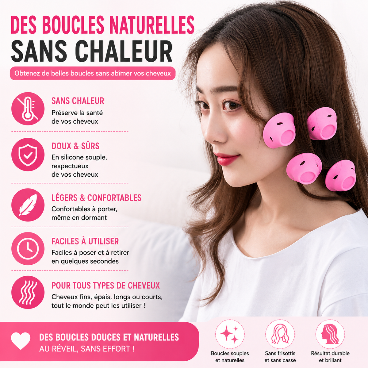 Bigoudis Sans Chaleur – Lot de 10 pour Boucles Naturelles