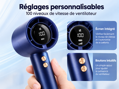 Mini Ventilateur Turbo Portable Rechargeable USB – 100 Vitesses